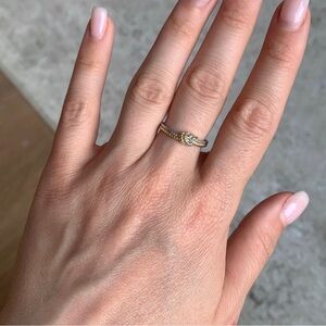 Madewell gold silver twist dainty love knot ring two tone size 6